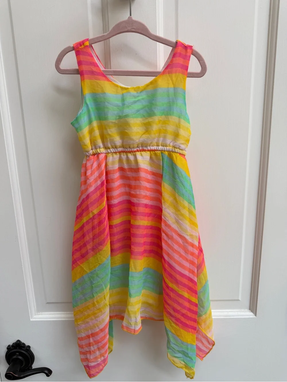 The Children's Place Girls XS 4 Multicolor Rainbow Stripe Tank Hi Low Dress